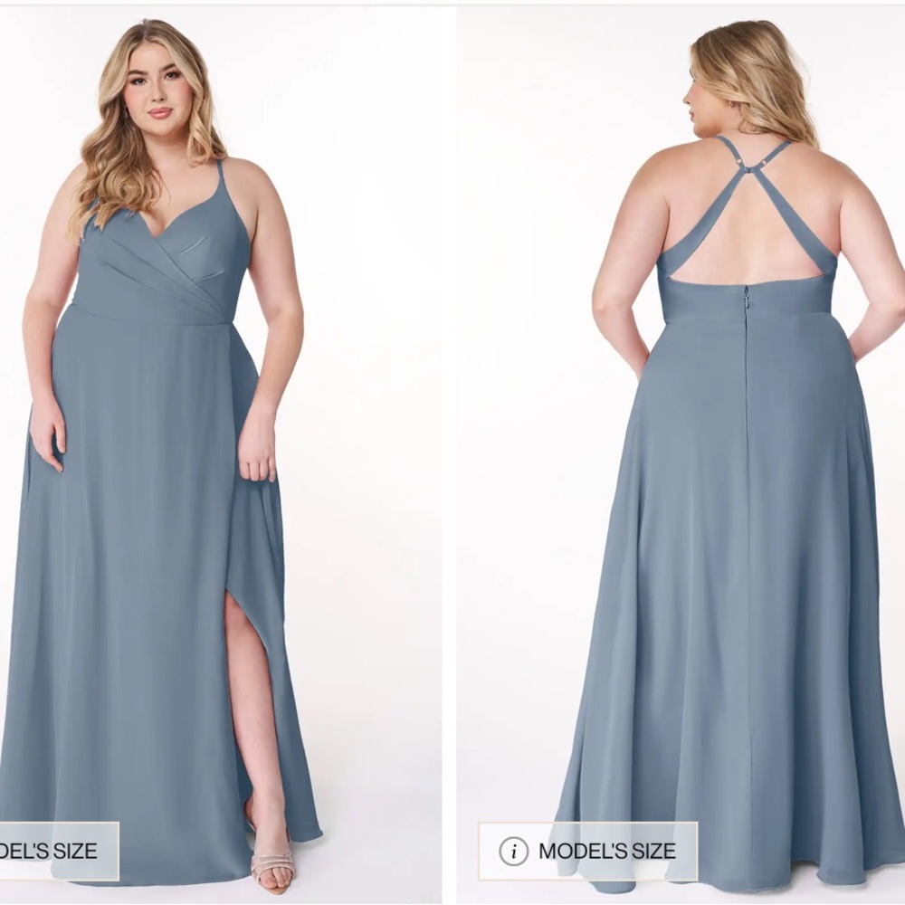 Azazie Slate Blue Maxi Dress with Slit